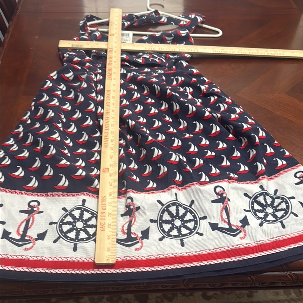 Ahoy sailor! Nautical sailboat Anthropologie Blue Halter Mini Sundress babydoll - Picture 11 of 14